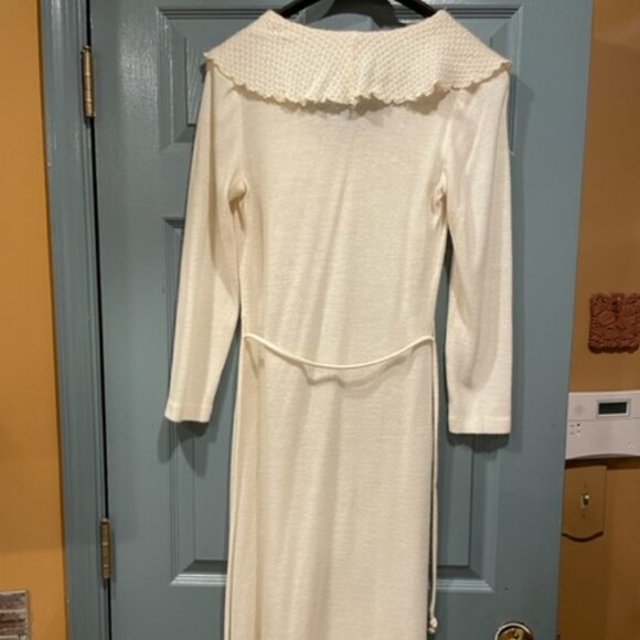 ivory 70s dress with retro bib, sz 9, good condition - Picture 3 of 4